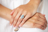 1940s, platinum, marquise aquamarine and diamond ring