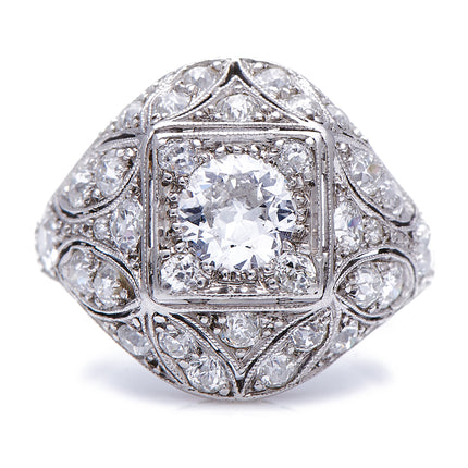 Antique-Belle-Epoque-Platinum-Diamond-Bombe-Ring