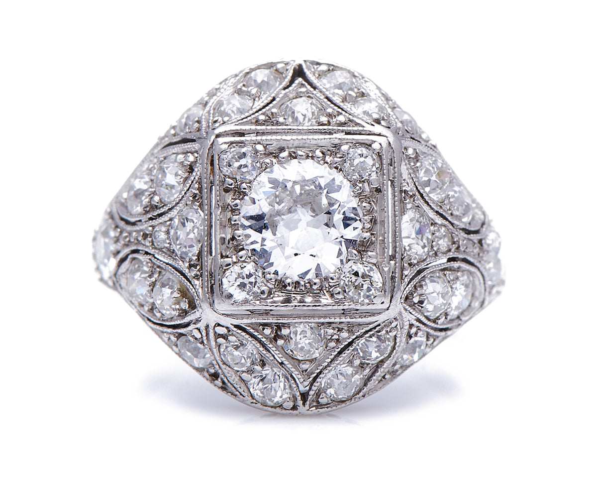 Antique-Belle-Epoque-Platinum-Diamond-Bombe-Ring