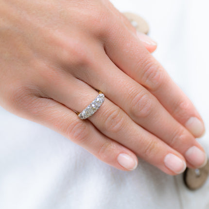 Edwardian, 18ct Gold and Platinum, Old Cushion-Cut Diamond Five Stone Engagement Ring