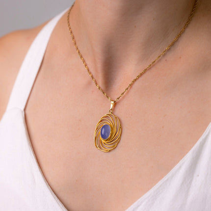Gold Swirl Gemstone Pendant