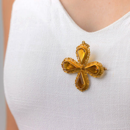 Antique | Georgian, Citrine Pendant and Brooch, 18ct Yellow Gold