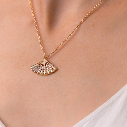 Diamond Fan Pendant, 18ct Rose Gold