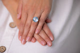 French | Frosty-Blue Aquamarine Statement Gemstone Ring, 18ct Gold