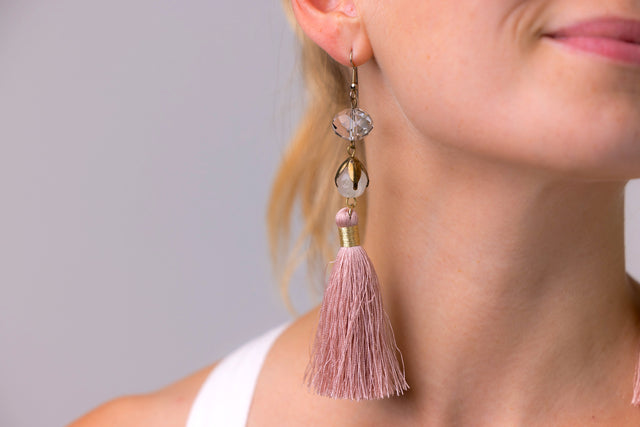 Tassel-Earrings-Statement-Glamorous-Pink-1980s-Vintage-Antique-Jewellery