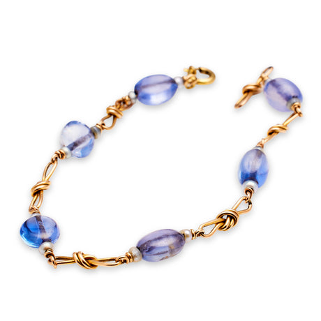 Reserved | antique | sapphire bead bracelet, 15ct yellow gold