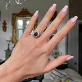 Antique, Edwardian, Ruby and Diamond Cluster Engagement Ring