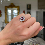 Antique, Edwardian, Ruby and Diamond Cluster Engagement Ring