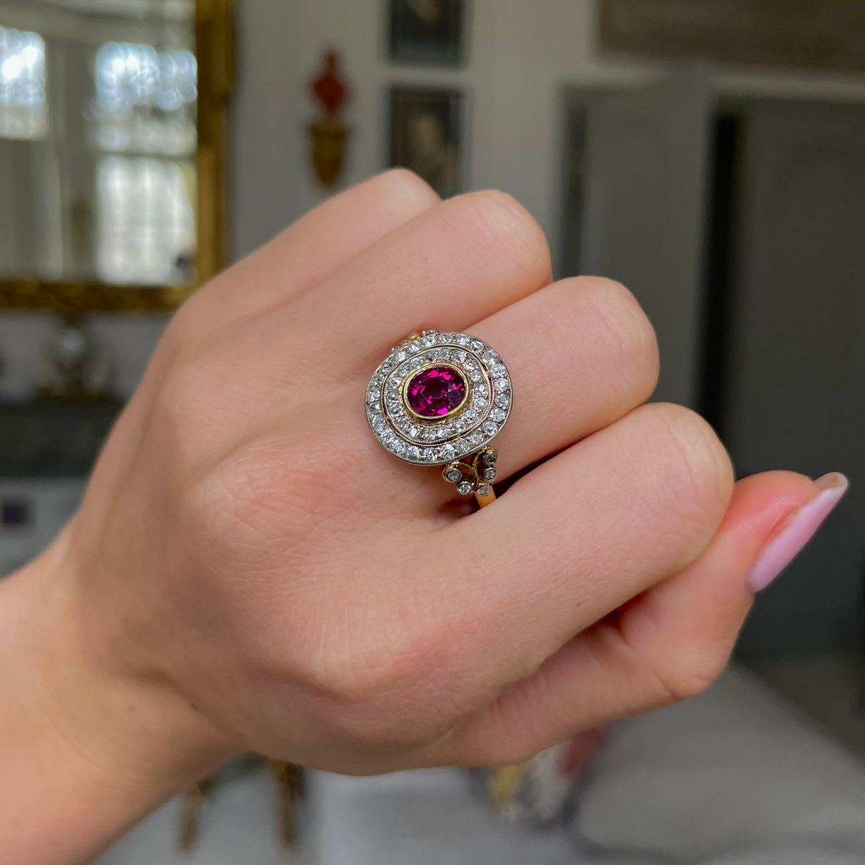 Antique | Edwardian, 18ct gold, ruby & diamond ring