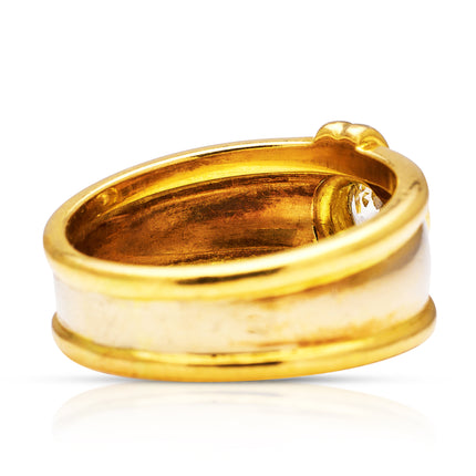 Ancient Inspired Diamond Band, 18ct Yellow Gold, French. Circa 1980