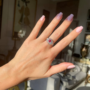 Antique | Belle Époque, ruby & diamond bombé ring