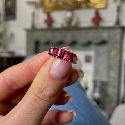 Antique Spinel Half Hoop Ring, 18ct Yellow Gold