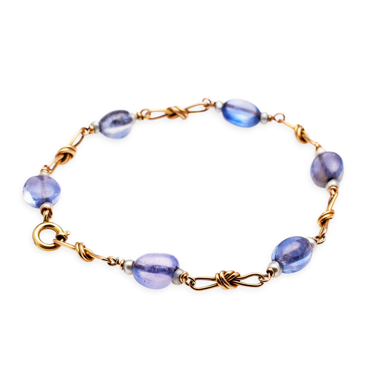 Antique-Sapphire-Bracelet-15ct-Yellow-Gold-Pearl-Vintage