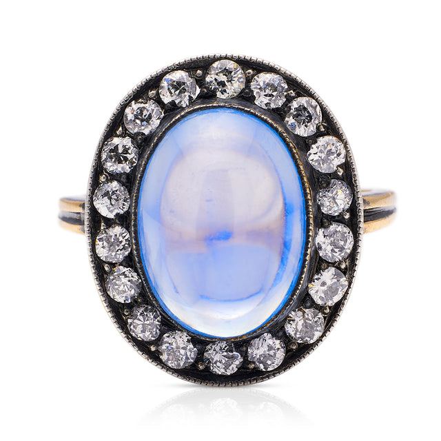 Antique-Sapphire-Engagement-Ring-Jewellery-Vintage-Cabochon-Diamond-Cluster