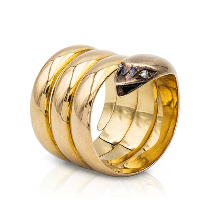 Victorian-Yellow-Gold-Antique-Chunky-Snake-Ring-18ct-Yellow-Gold