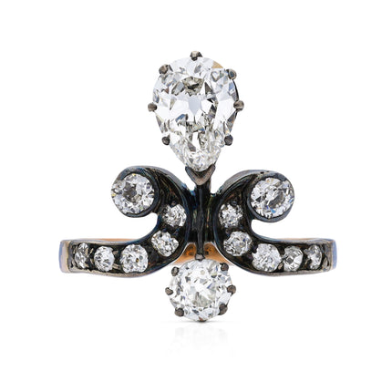 Antique-Pear-Cut-Diamond-Engagement-Ring