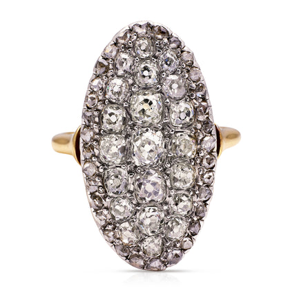 Victorian-Diamond-Navette-Panel-Ring-Antique-18ct-Yellow-Gold