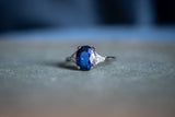 Antique Art Deco, Platinum, Sapphire and Diamond Engagement Ring