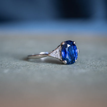 Antique Art Deco, Platinum, Sapphire and Diamond Engagement Ring