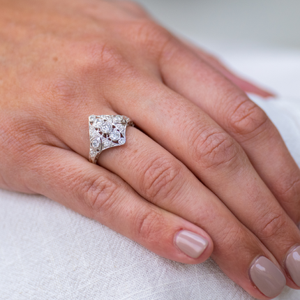 Antique Art Deco, 18ct White Gold, Diamond Engagement Ring
