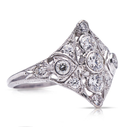Antique Art Deco, 18ct White Gold, Diamond Engagement Ring