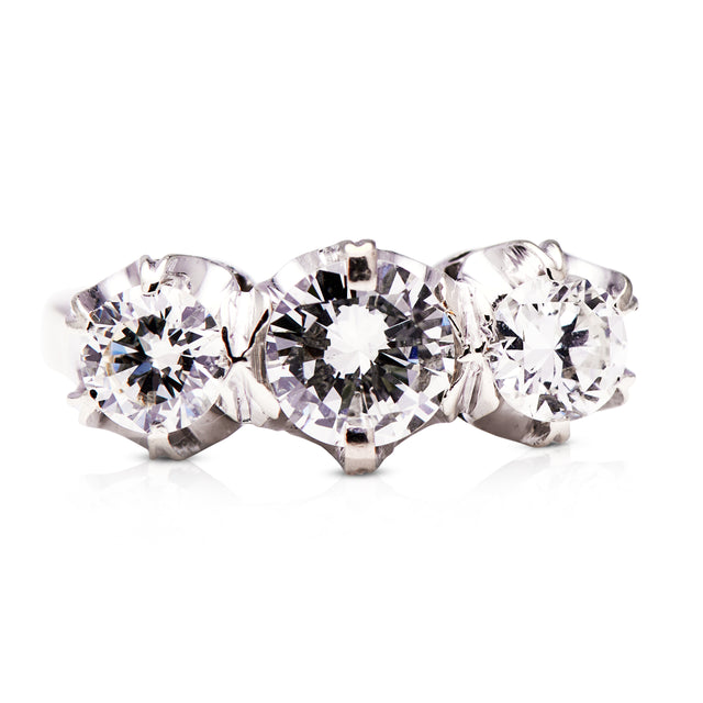 Three-Stone-Vintage-Ring-Platinum-Diamond-Engagement-Antique-Vintage