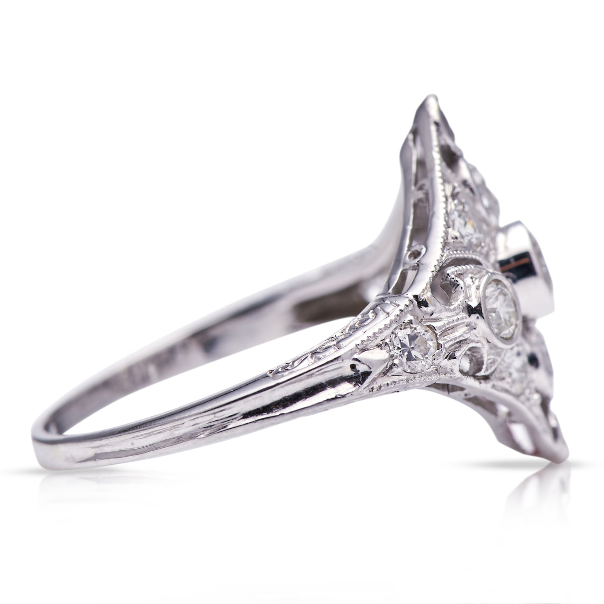 Antique Art Deco, 18ct White Gold, Diamond Engagement Ring