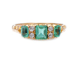 Antique-Edwardian-18ct-Gold-Colombian-Emerald-Diamond-Ring