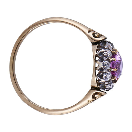 Edwardian, 18ct Gold, Natural Pink Sapphire and Diamond Cluster Ring