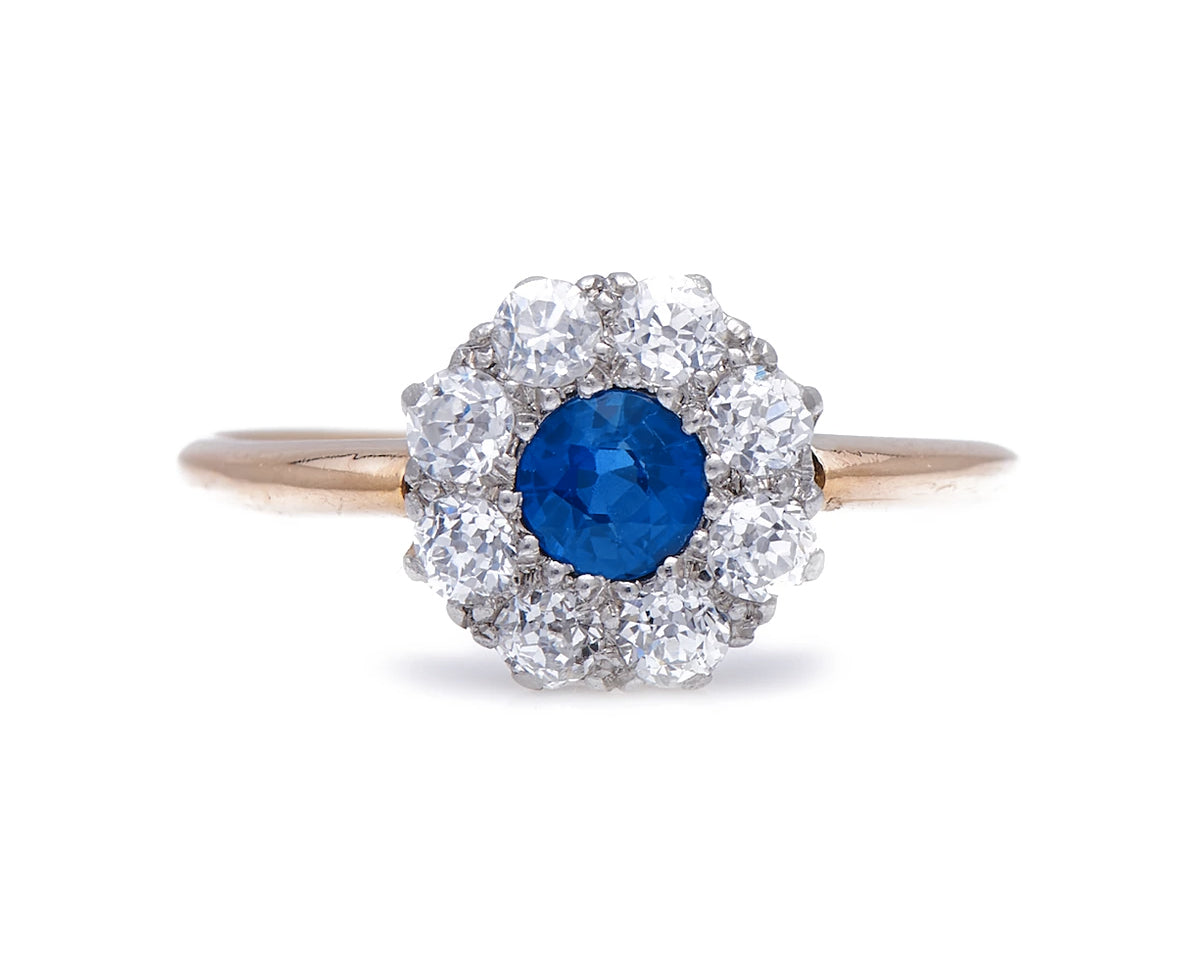 Antique Art Deco, 18ct Gold, Royal Blue Sapphire and Diamond Engagement Ring Antique Ring Boutique | Vintage Jewelry |Untreated Gemstone Rings | Antique Engagement Rings | Art Deco Rings | Antique Rings | Antique Jewellery Company
