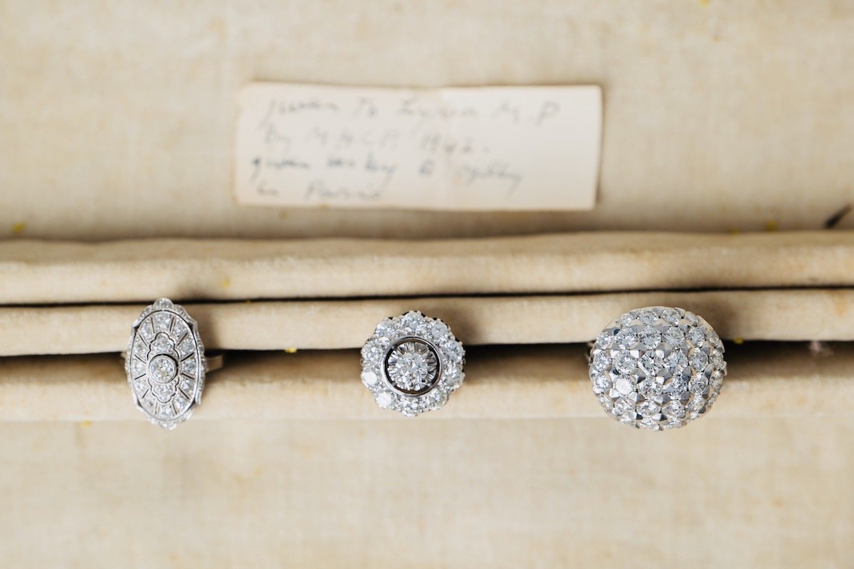 Antique Edwardian, German, 585 White Gold, Platinum, Diamond Cluster Ring
