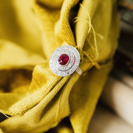 Edwardian, Platinum, Burmese Ruby and Diamond Cluster Ring