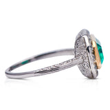 Antique, Edwardian Colombian Emerald and Diamond Ring, Platinum