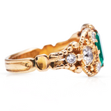 Georgian, 18ct Gold, Colombian Emerald and Diamond 'Souvenir' Ring Antique Engagement Rings | Antique Emerald Rings | Emerald Engagement Rings | Emerald and Diamonds Rings | Diamond Engagement Rings | Antique Rings | Antique Ring Boutique | Vintage Engagement Rings | Antique Engagement Rings | Antique Jewellery company | Vintage Jewellery