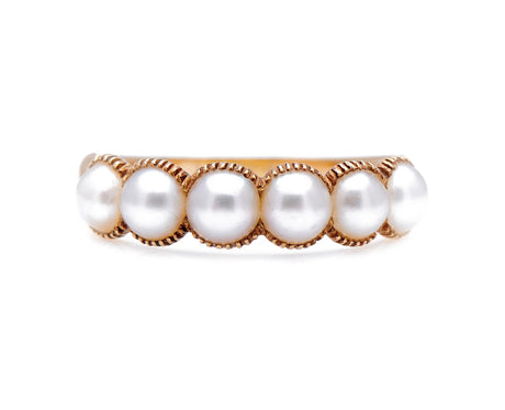 Antique-Georgian-15ct-Gold-Natural-Pearl-Half-Hoop-Ring