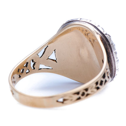 Georgian, 19th Century, 18ct Gold, Silver, Diamond and Enamel Cluster Ring