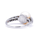 Antique Edwardian, platinum, natural pearl and diamond ring