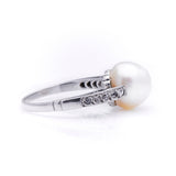 Antique Edwardian, platinum, natural pearl and diamond ring