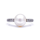 Antique Edwardian, Platinum, Natural Pearl and Diamond Ring