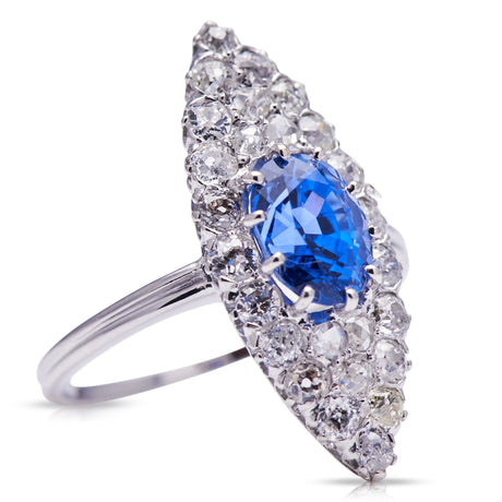 Art Deco, Sapphire and Diamond Marquise Cluster Ring