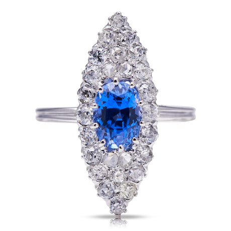 Art-Deco-Sapphire-Diamond-Marquise-Cluster-Ring