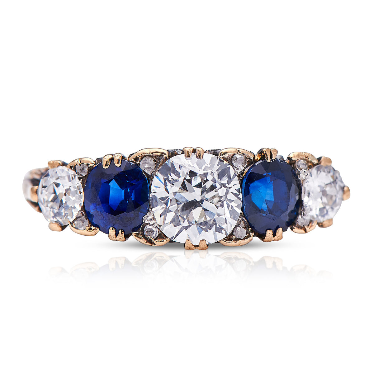 Victorian-18-Carat-Gold-Sapphire-Diamond-Engagement-Ring-Vintage