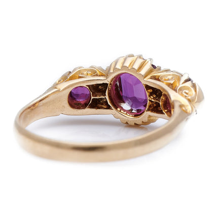 Victorian, 18ct Gold, Natural Ruby and Diamond Half Hoop Engagement Ring | Antique Rings | Antique Ring Boutique | Vintage Engagement Rings | Antique Engagement Rings