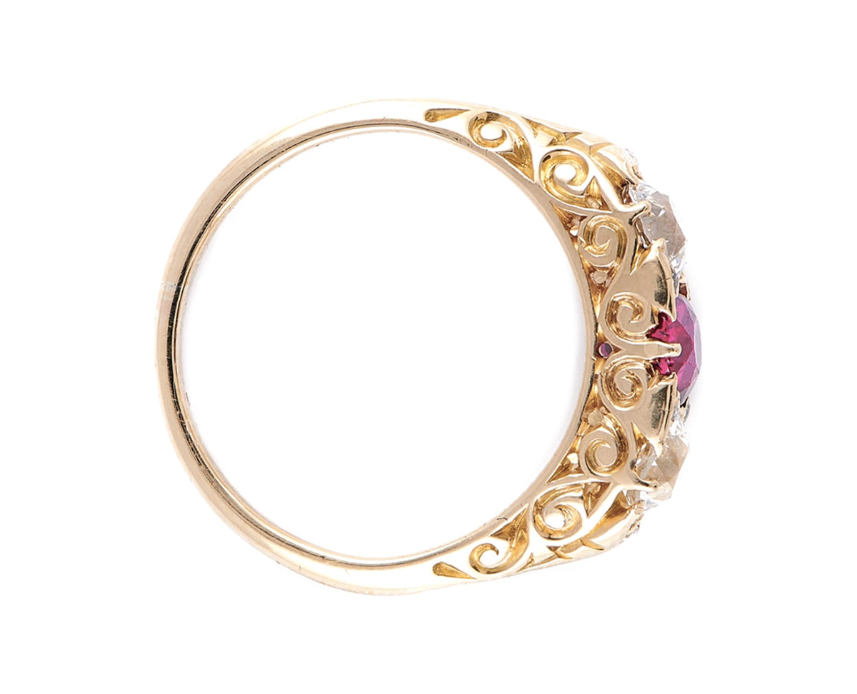 Victorian, 18ct Gold, Natural 'Blood-Red' Burmese Ruby and Diamond Ring Antique Ring Boutique | Untreated Gemstone Rings | Antique Rings | Antique Jewellery Company |  | Art Deco | Vintage Jewelry | Antique Engagement Rings | Art Deco Rings | Antique Rings | Antique Jewellery Company | Antique Jewelry | Vintage Jewellery