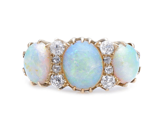 Antique-Victorian-Opal-Diamond-Ring-18-Carat-Gold