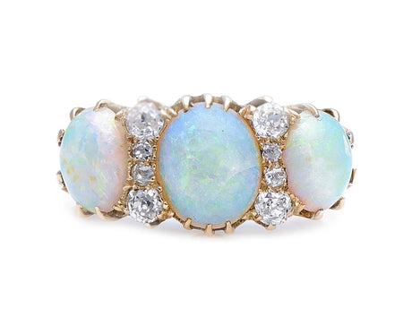 Antique-Victorian-Opal-Diamond-Ring-18-Carat-Gold