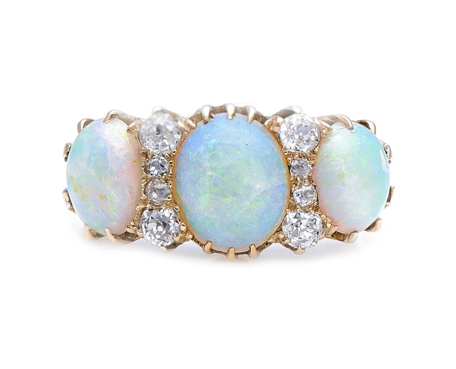 Antique-Victorian-Opal-Diamond-Ring-18-Carat-Gold