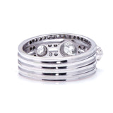 Antique Vintage Art Deco, 18ct White Gold, Three-Stone Diamond Engagement Ring 5