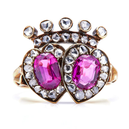 Double-Heart-Victorian-Burmese-Ring-Pink-Sapphire-Engagement-Antique