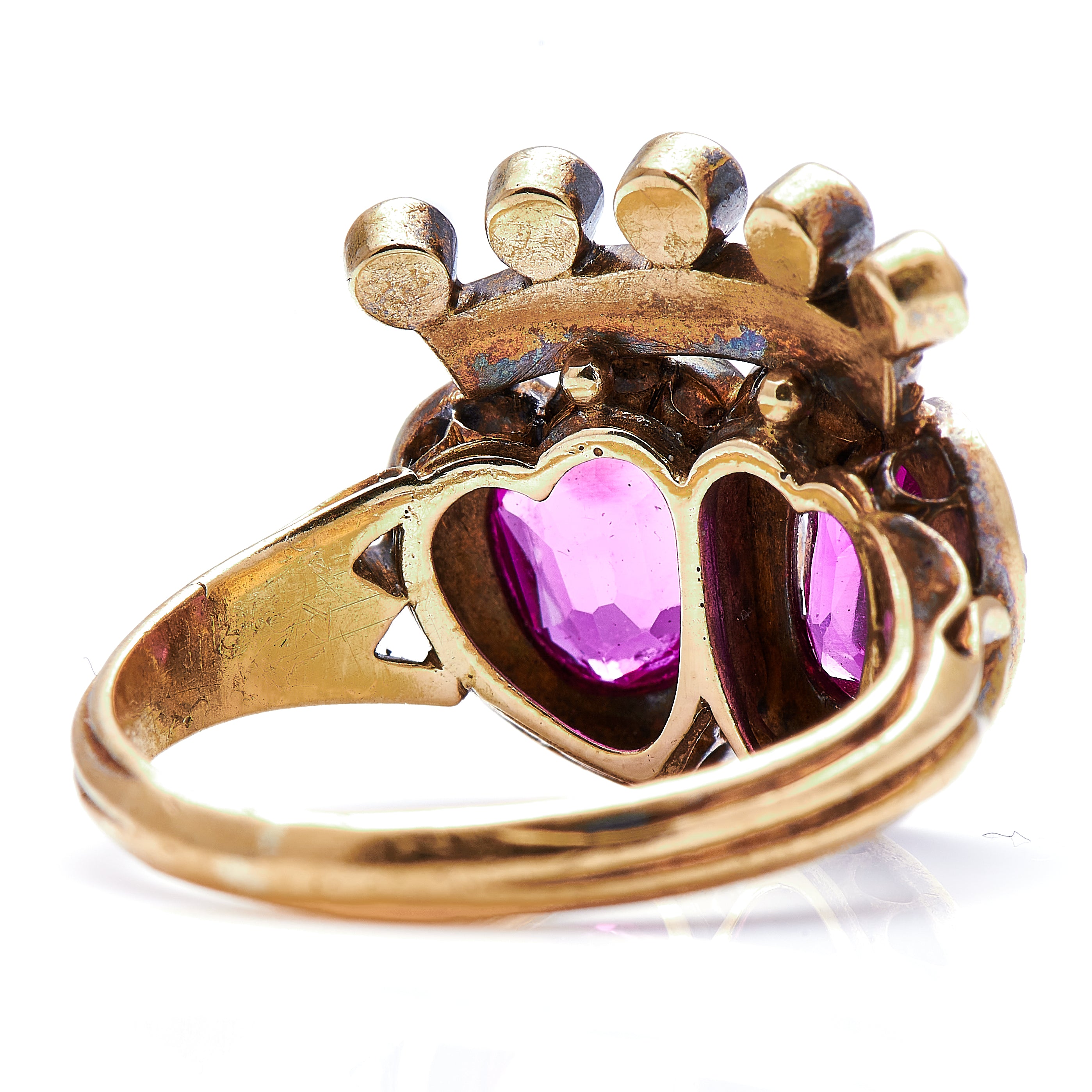 Victorian Burmese pink sapphire double heart ring Antique Ring Boutique